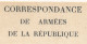 CPFM Officielle - Correspondance Des Armées De La République, Drapeaux Stern Pour Civils Mod B, Variété "de Armées..." - Covers & Documents