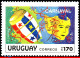 Ref. UR-1363 URUGUAY 1991 - CARNIVAL, MASKS, MUSICALINSTRUMENT, MUSIC, MI# 1890, MNH, COSTUMES 1V Sc# 1363 - Carnival