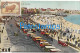 212141 URUGUAY MONTEVIDEO BEACH PLAYA POCITOS & AUTOMOBILE BREAK CIRCULATED TO ARGENTINA POSTAL POSTCARD - Uruguay