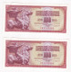 Yougoslavie 2 Billets 100 Dinara 1981 , Numéro Qui Se Suive, ZA 9132585 – ZA 9132586, SUP++ - Yugoslavia