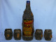 Vintage CINZANO Rosso Bottle And 4 Cups Wood Looking Set REAR #1329 - Spirits