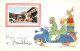 ILLUSTRATEUR - JEAN DE PREISSAC -HUMORISTIQUE, VESPA - IMAGE COLLEE - BIEN ARRIVES A BOUILLAC (AVEYRON 12) - Preissac