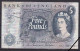 UK/Bank Of England, 5 Pounds, 1963-66/J. Q. Hollom Prefix K22, Grade F - 5 Pounds