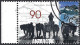 AUSTRALIAN ANTARCTIC TERRITORY (AAT) 1999 QEII 90c Multicoloured, Mawson's-Huskies & Hut SG128 FU With Side Gutter - Gebruikt