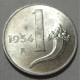 REPUBBLICA ITALIANA 1 Lira Cornucopia 1954 BB QSPL  - 1 Lira