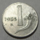 REPUBBLICA ITALIANA 1 Lira Cornucopia 1955 QBB  - 1 Lire