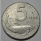 REPUBBLICA ITALIANA 5 Lire Delfino 1954 Firma 1 Mm Dal Bordo MB QBB  - 5 Lire