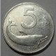 REPUBBLICA ITALIANA 5 Lire Delfino 1955 BB QSPL  - 5 Lire