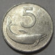 REPUBBLICA ITALIANA 5 Lire Delfino 1953 MB QBB  - 5 Lire