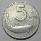 REPUBBLICA ITALIANA 5 Lire Delfino 1953 MB QBB  - 5 Lire