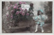 Fantaisie - Enfant - Un Baiser  - Petite Fille Et Fleurs - Carte Postale Ancienne - Scenes & Landscapes