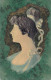 ILLUSTRATEUR - Portrait De Femme Vert En Relief - Art Déco - Carte Postale Ancienne - Zonder Classificatie