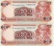 PAREJA CORRELATIVA DE NICARAGUA DE 20000 CORDOBAS DEL AÑO 1987 CON RESELLO (BANKNOTE) SIN CIRCULAR-UNCIRCULATED - Nicaragua