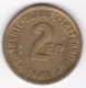 Gouvernement Provisoire 2 Francs 1944 Type Français , En Laiton , Lec# 45 - Algérie