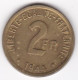 Gouvernement Provisoire 2 Francs 1944 Type Français , En Laiton , Lec# 45 - Algerien