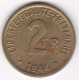 Gouvernement Provisoire 2 Francs 1944 Type Français , En Laiton , Lec# 45 - Algerien