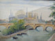 Delcampe - Ancien Tableau Dessin Aquarelle Intitulé Pointe De La Cité Du Pont Des Arts - Wasserfarben