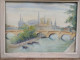 Delcampe - Ancien Tableau Dessin Aquarelle Intitulé Pointe De La Cité Du Pont Des Arts - Wasserfarben