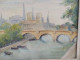 Delcampe - Ancien Tableau Dessin Aquarelle Intitulé Pointe De La Cité Du Pont Des Arts - Wasserfarben