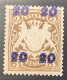 SELTENE ABART Mi 177 Y II DD * Gepr Bauer BPP Ungebraucht/MH 1920 20 Auf 3 Pf DOPPELTER AUFDRUCK  (Bayern - Mint