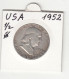 UNITED STATES 1/2 HALF DOLLAR 1952 FRANKLIN SILVER COIN - 1948-1963: Franklin