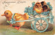 FETES ET VOEUX - Heureuses Pâques - Canard Jaune Et Ses Cannetons - Oeuf - Carte Postale Ancienne - Pasen