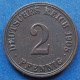 GERMANY - 2 Pfennig 1908 A KM# 16 Empire (1871-1918) - Edelweiss Coins - 2 Pfennig