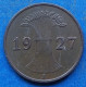 GERMANY - 1 Reichspfennig 1927 A KM# 37 Weimar Republic Reichsmark Coinage (1924-1938) - Edelweiss Coins - 1 Rentenpfennig & 1 Reichspfennig