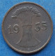 GERMANY - 1 Reichspfennig 1935 E KM# 37 Weimar Republic Reichsmark Coinage (1924-1938) - Edelweiss Coins - 1 Rentenpfennig & 1 Reichspfennig