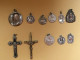 9 Médailles Religieuses  Argentées +2 Croix - Pendentifs