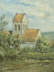 Tableau Ancien Paysage Vue De La Roche-Posay. - Huiles