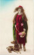 FANTAISIE - Femme - Portrait D'une Femme Tenant Son Chien En Laisse - Colorisé-  Carte Postale Ancienne - Frauen