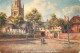 England Leicester Castle Entrance Signed Illustration - Leicester