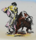 Scène De Corrida Avec Torero, Muleta Et Taureau Sur Petit Cendrier - Au Dos Signature Avec Palette à Identifier - Andere & Zonder Classificatie