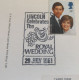 Great Britain Charles Diana PHQ Cards Stamped Postmarked On Wedding Day 1981 Lincoln Celebrates Royal Wedding - Carte Massime