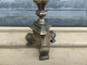 Delcampe - Bougeoir Bronze Argenté XXème Style Gothique Haute Époque Candlestick - Chandeliers, Candélabres & Bougeoirs