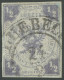 LÜBECK 1 O, 1859, 1/2 S. Dunkelviolettgrau Mit Ortsstempel (20% Aufschlag!), Stark Repariert, Wie Pracht, Fotobefund Meh - Lübeck