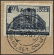 UKRAINE 12Y BrfStk, 1942, 3 Rbl. Auf 1 Rbl. Dunkelblau, Wz. Mäandermuster, Auf Briefstück (Marke Zur Kontrolle Gelöst Un - Ocupación 1938 – 45