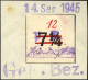 GROSSRÄSCHEN-VORLÄUFER V 26U BrfStk, 1945, 12 Pf. Rot, Ungezähnt, Prachtbriefstück, Fotobefund Kunz, Mi. (600.-) - Autres & Non Classés