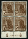 ALLIIERTE BES. 948bPOR , 1947, 15 Pf Dunkelbraun, 99x Im Bogen, Plattendruck, Der Ausgetrennte Viererblock Mit HAN 4169. - Otros & Sin Clasificación