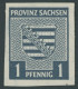 PROVINZ SACHSEN 66Y , 1945, 1 Pf. Schwärzlichgrünlichblau, Wz. 1Y, Falzrest, Pracht, Gepr. Zierer Und Fotoattest Dr. Jas - Other & Unclassified