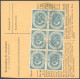 BUNDESREPUBLIK 134 BRIEF, 1954, 50 Pf. Posthorn Im Senkrechten Sechserblock Rückseitig Auf Paketkarte Mit 10 Pf. Zusatzf - Otros & Sin Clasificación