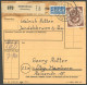 BUNDESREPUBLIK 134 VB BRIEF, 1954, 50 Pf. Posthorn Im Zentrisch Gestempelten Viererblock Rückseitig Auf Paketkarte Mit 6 - Otros & Sin Clasificación