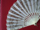 Delcampe - Antique! Victorian Style HAND FAN With Silver Sequin & White Lace Beautiful Bone Spokes - Waaier