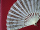 Delcampe - Antique! Victorian Style HAND FAN With Silver Sequin & White Lace Beautiful Bone Spokes - Abanicos