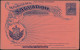 El Salvador 1896. Entier Postal Carte Rose. Timbre à 3 C, Volcan El Boqueron, Locomotive à Vapeur, Cornes D'abondance - Vulkane