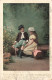 ENFANT - Dessins D'Enfants - Deux Enfants Jouant Aux Adultes - Piquenique - Carte Postale Ancienne - Children's Drawings