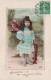 ENFANT - Portrait - Je Pense Toujours à Vous - Petite Fille Tenant Des Carpes - Colorisé -  Carte Postale Ancienne - Portraits