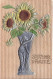 Illustrateur - Style Kirchner - Relief - Métalisé - Tournesol - Fleur - Femme Draperie  - Carte Postale Ancienne - Ohne Zuordnung