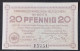 Billet 20 Pf LAGERGELD MONNAIE DE CAMP PRISONNIER DE GUERRE Kriegsgefangenenlager MINDEN 1917 - Other & Unclassified